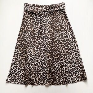 Meg & Margot Leopard Animal Print With Tie Midi Skirt Size S